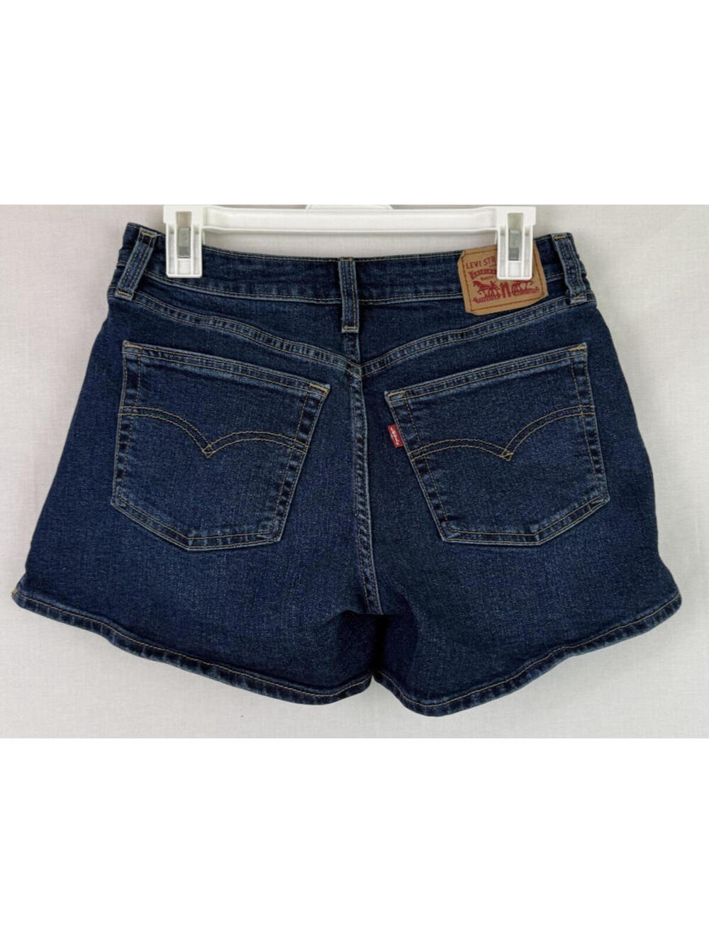 Levis A-Line Denim Shorts Dark Blue Size 28 Women's Classic 5-Pocket - Picture 2 of 10